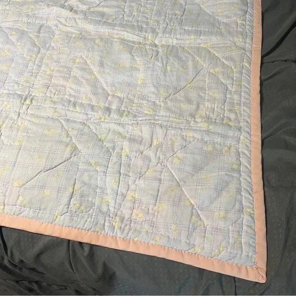 sun bonnet girl quilt 40" X 43" Multi Color With Pink Border Smallish Size